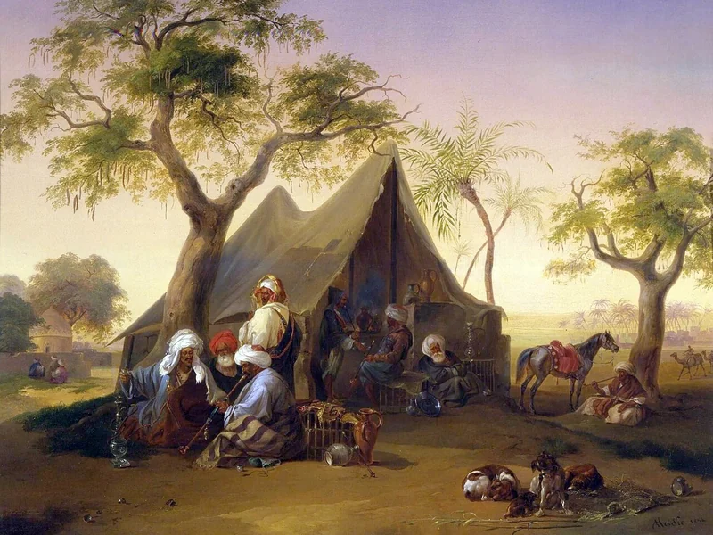 1811-Joseph Heicke - Arabi che bevono caffè davanti a una tenda